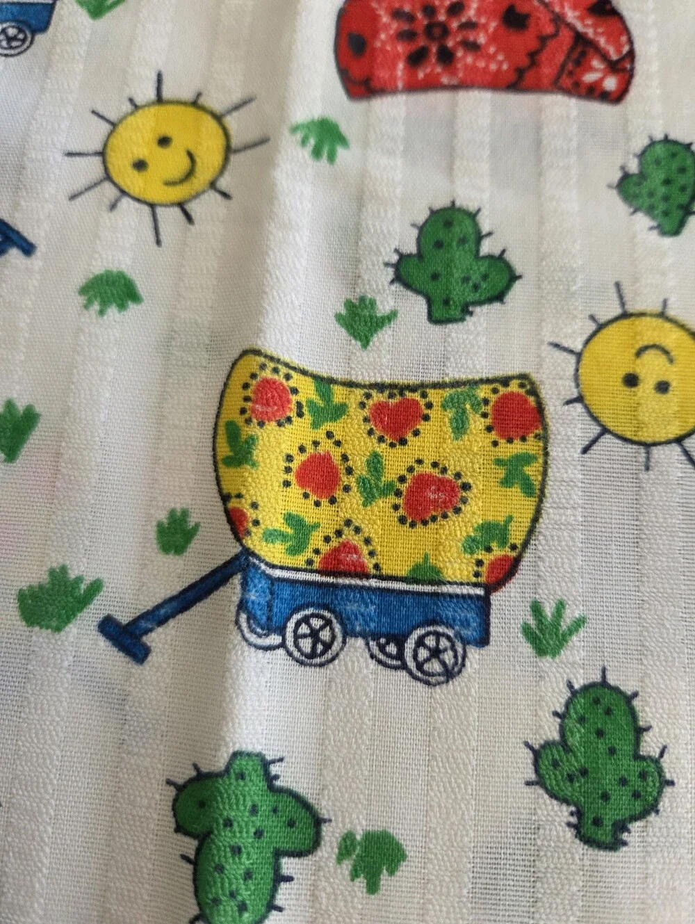 Vintage 1970's - 1980's COVERED WAGONS 100% Cotton Sewing Quilting Craft Fabric
